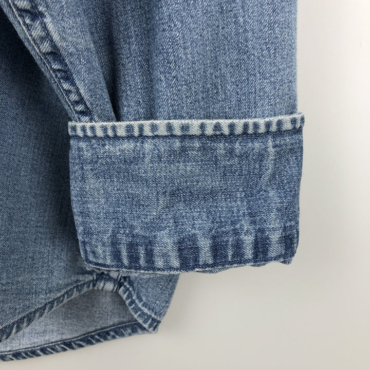 90'S Cabela's Vintage Long Sleeve Button-Down Denim Shirt, Men's Size XL cotton blue type Vintage Second Hand