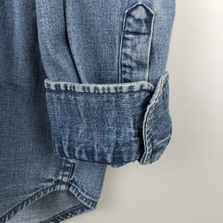 90'S Cabela's Vintage Long Sleeve Button-Down Denim Shirt, Men's Size XL cotton blue type Vintage Second Hand