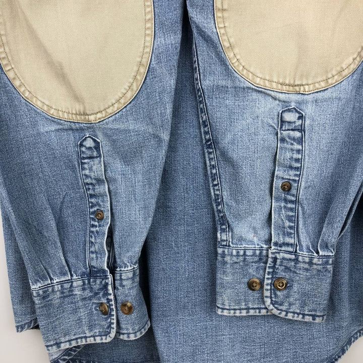 90'S Cabela's Vintage Long Sleeve Button-Down Denim Shirt, Men's Size XL cotton blue type Vintage Second Hand