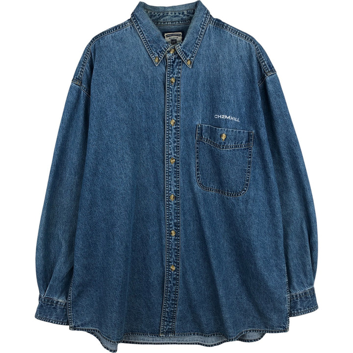 90'S Lee CH2M HILL Advertising Long Sleeve Button-Down Denim Shirt, Men's Size XL cotton blue type Vintage Second Hand