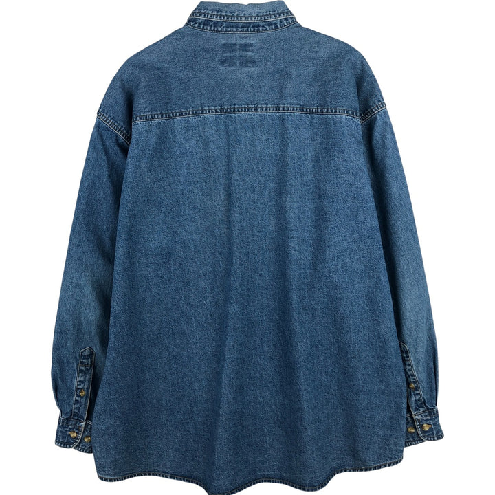 90'S Lee CH2M HILL Advertising Long Sleeve Button-Down Denim Shirt, Men's Size XL cotton blue type Vintage Second Hand
