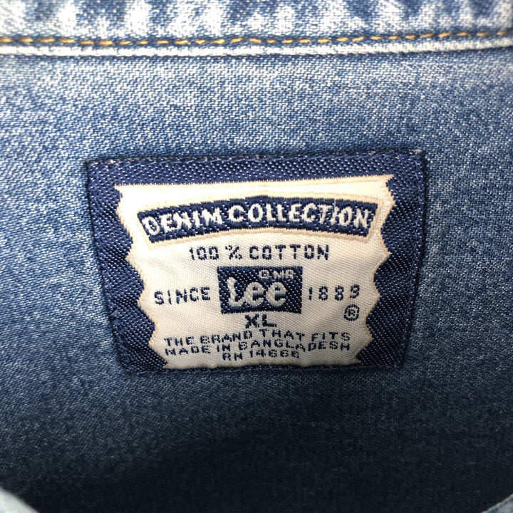 90'S Lee CH2M HILL Advertising Long Sleeve Button-Down Denim Shirt, Men's Size XL cotton blue type Vintage Second Hand