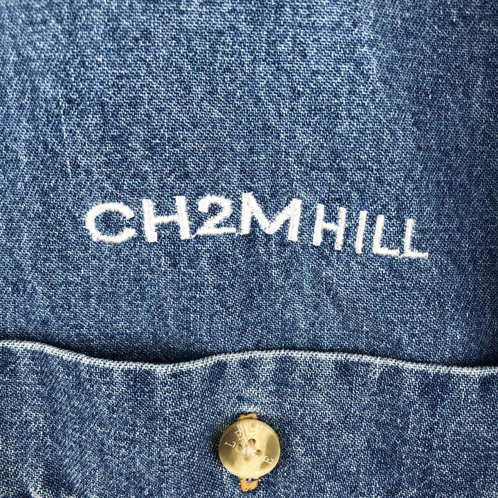 90'S Lee CH2M HILL Advertising Long Sleeve Button-Down Denim Shirt, Men's Size XL cotton blue type Vintage Second Hand