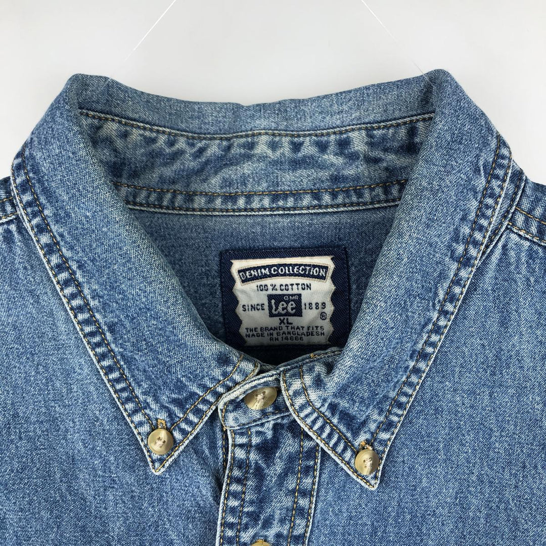 90'S Lee CH2M HILL Advertising Long Sleeve Button-Down Denim Shirt, Men's Size XL cotton blue type Vintage Second Hand