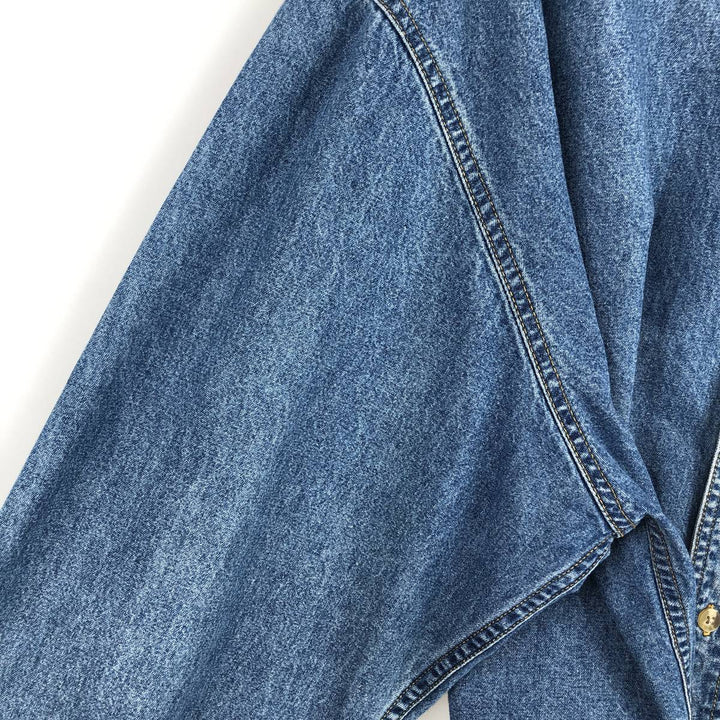 90'S Lee CH2M HILL Advertising Long Sleeve Button-Down Denim Shirt, Men's Size XL cotton blue type Vintage Second Hand