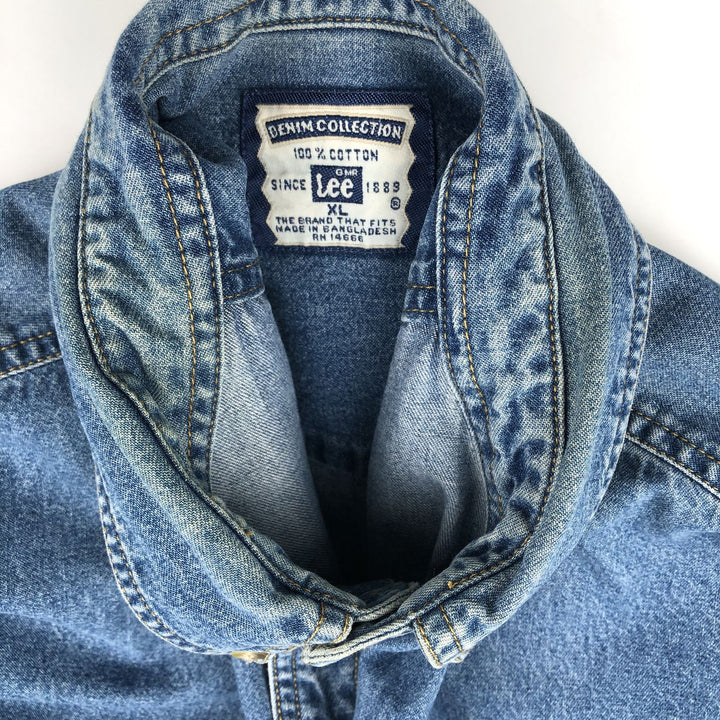 90'S Lee CH2M HILL Advertising Long Sleeve Button-Down Denim Shirt, Men's Size XL cotton blue type Vintage Second Hand