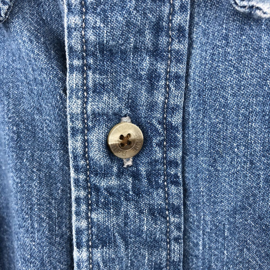 Eddie Bauer DENIM Long Sleeve Button-Down Denim Shirt, Men's Size XL cotton blue type Vintage Second Hand