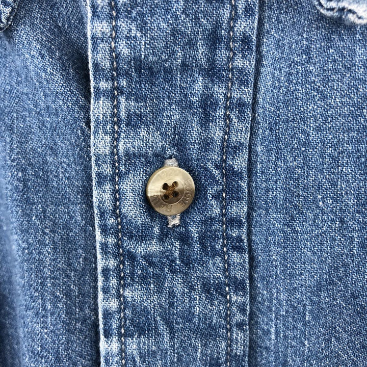 Eddie Bauer DENIM Long Sleeve Button-Down Denim Shirt, Men's Size XL cotton blue type Vintage Second Hand
