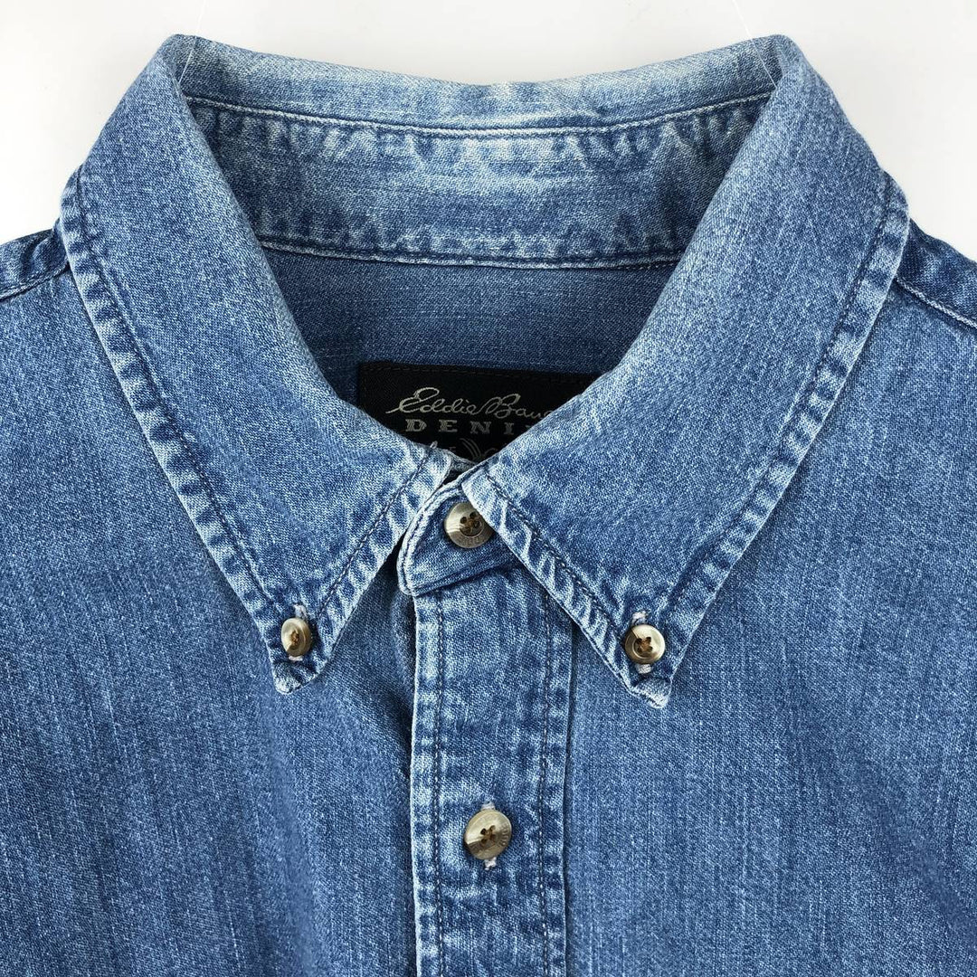 Eddie Bauer DENIM Long Sleeve Button-Down Denim Shirt, Men's Size XL cotton blue type Vintage Second Hand