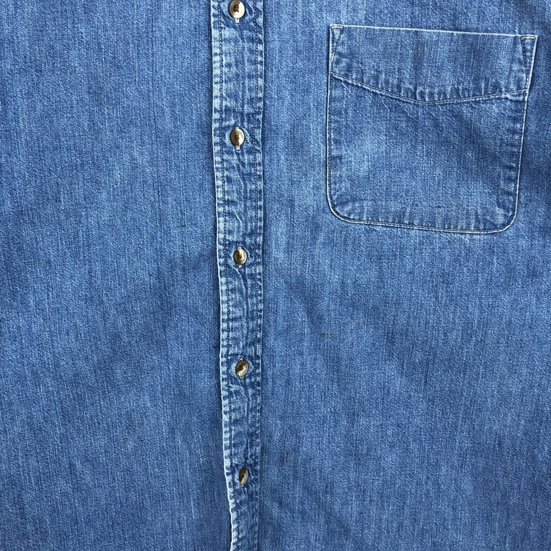 Eddie Bauer DENIM Long Sleeve Button-Down Denim Shirt, Men's Size XL cotton blue type Vintage Second Hand