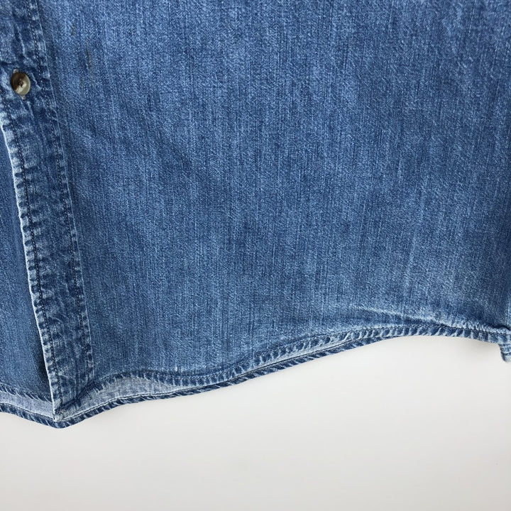 Eddie Bauer DENIM Long Sleeve Button-Down Denim Shirt, Men's Size XL cotton blue type Vintage Second Hand