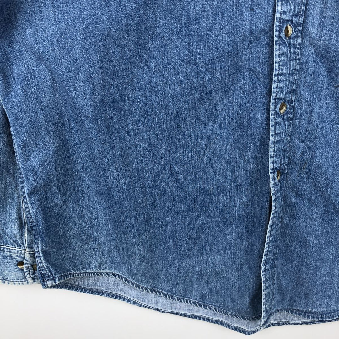 Eddie Bauer DENIM Long Sleeve Button-Down Denim Shirt, Men's Size XL cotton blue type Vintage Second Hand
