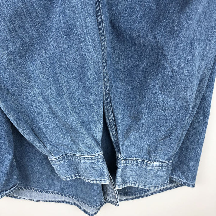 Eddie Bauer DENIM Long Sleeve Button-Down Denim Shirt, Men's Size XL cotton blue type Vintage Second Hand