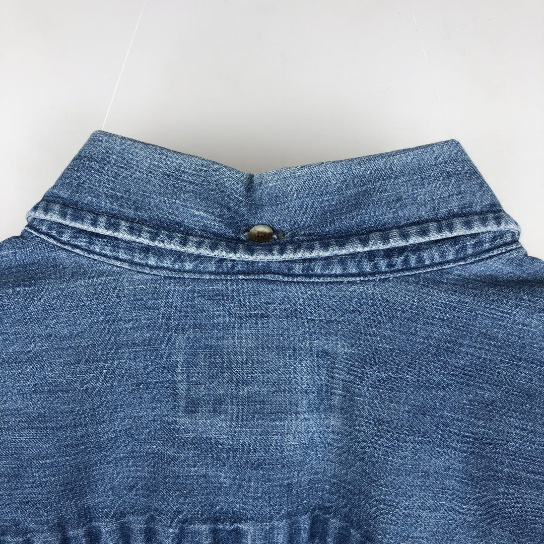 Eddie Bauer DENIM Long Sleeve Button-Down Denim Shirt, Men's Size XL cotton blue type Vintage Second Hand
