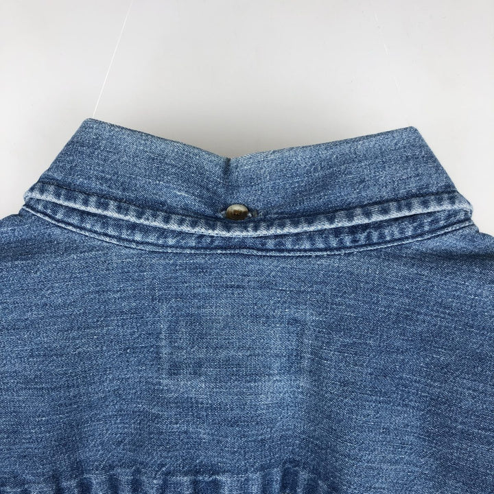 Eddie Bauer DENIM Long Sleeve Button-Down Denim Shirt, Men's Size XL cotton blue type Vintage Second Hand