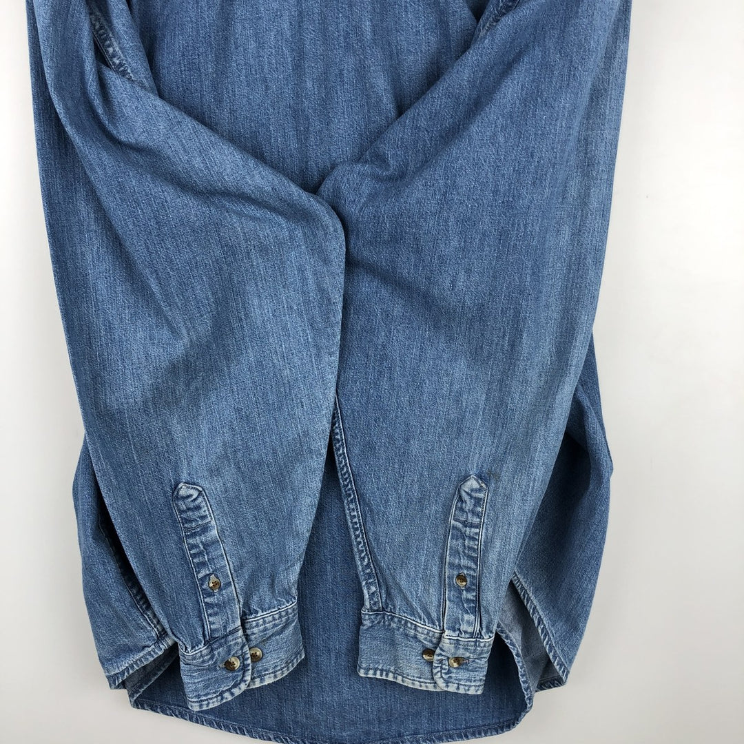 Eddie Bauer DENIM Long Sleeve Button-Down Denim Shirt, Men's Size XL cotton blue type Vintage Second Hand