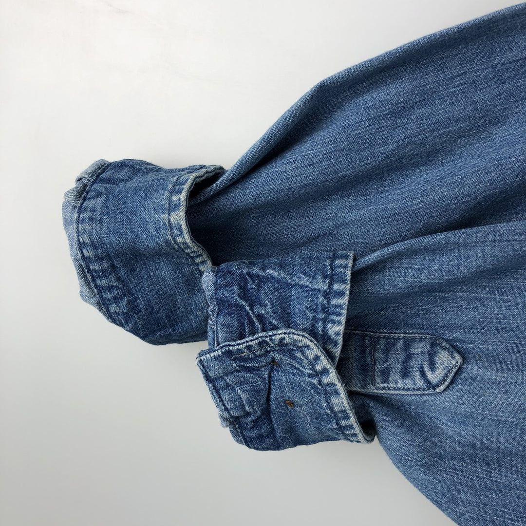 Eddie Bauer DENIM Long Sleeve Button-Down Denim Shirt, Men's Size XL cotton blue type Vintage Second Hand
