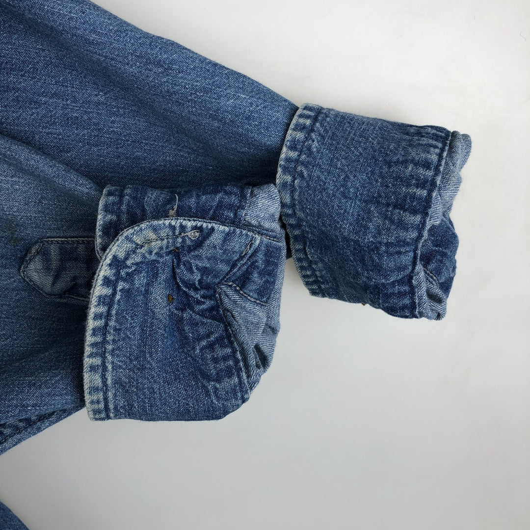 Eddie Bauer DENIM Long Sleeve Button-Down Denim Shirt, Men's Size XL cotton blue type Vintage Second Hand