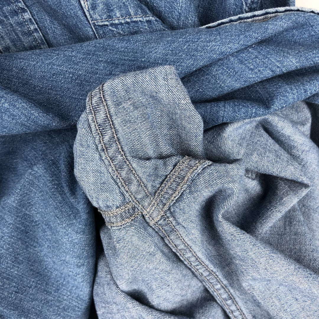 Eddie Bauer DENIM Long Sleeve Button-Down Denim Shirt, Men's Size XL cotton blue type Vintage Second Hand
