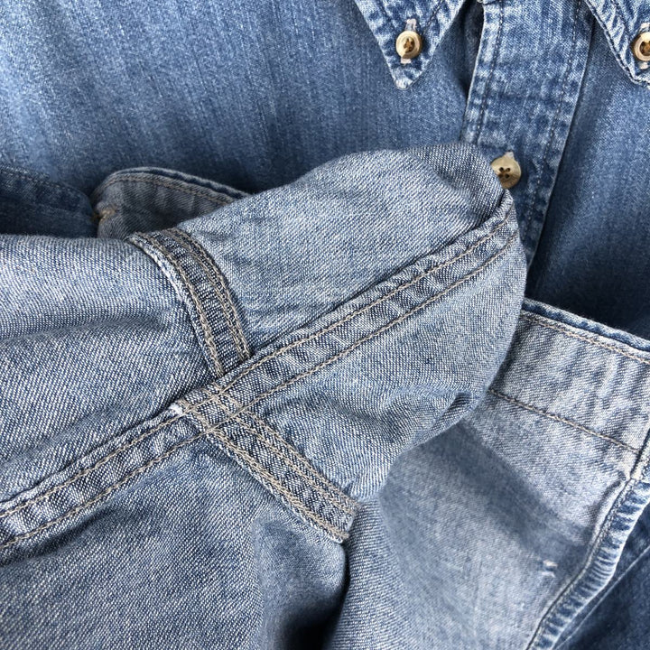 Eddie Bauer DENIM Long Sleeve Button-Down Denim Shirt, Men's Size XL cotton blue type Vintage Second Hand