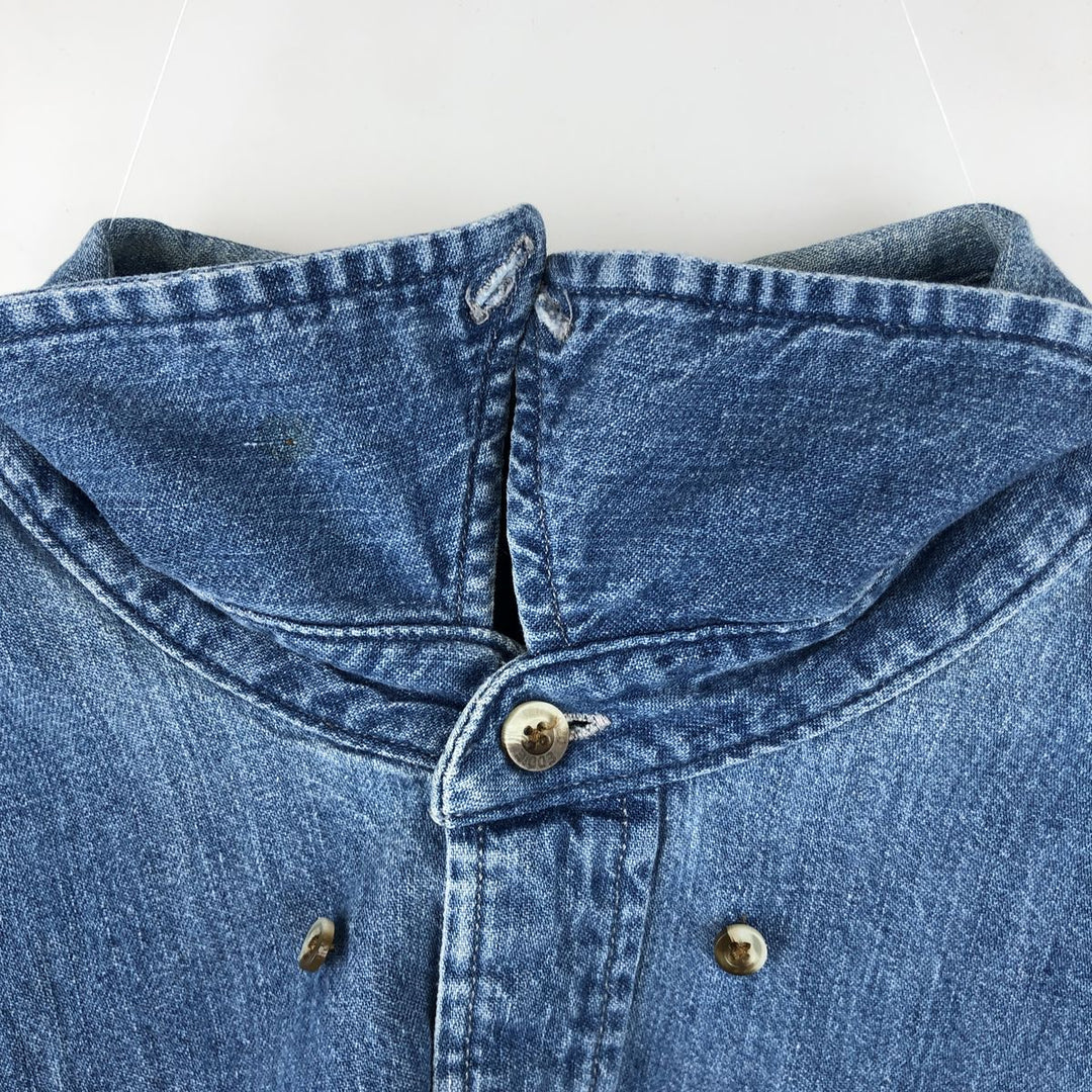 Eddie Bauer DENIM Long Sleeve Button-Down Denim Shirt, Men's Size XL cotton blue type Vintage Second Hand