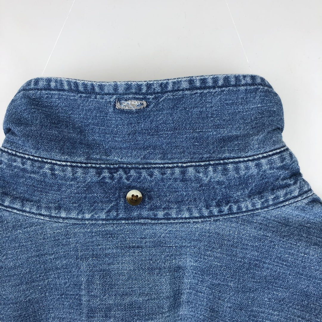 Eddie Bauer DENIM Long Sleeve Button-Down Denim Shirt, Men's Size XL cotton blue type Vintage Second Hand