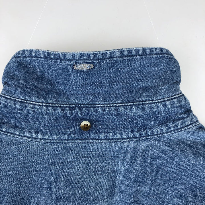 Eddie Bauer DENIM Long Sleeve Button-Down Denim Shirt, Men's Size XL cotton blue type Vintage Second Hand