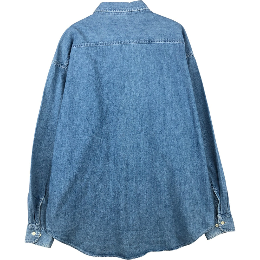 90'S GAP Vintage Long Sleeve Button-Down Denim Shirt, Men's XL cotton blue type Vintage Second Hand