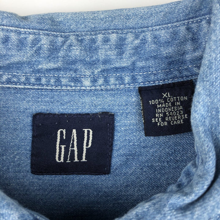 90'S GAP Vintage Long Sleeve Button-Down Denim Shirt, Men's XL cotton blue type Vintage Second Hand