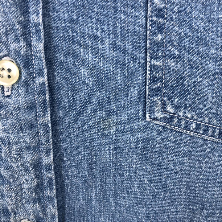 90'S GAP Vintage Long Sleeve Button-Down Denim Shirt, Men's XL cotton blue type Vintage Second Hand