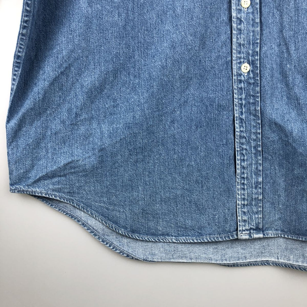90'S GAP Vintage Long Sleeve Button-Down Denim Shirt, Men's XL cotton blue type Vintage Second Hand