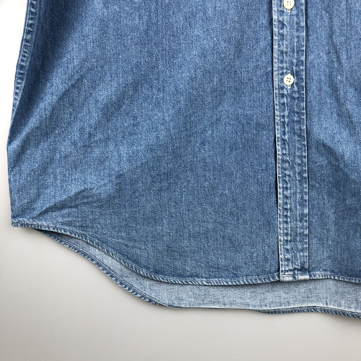 90'S GAP Vintage Long Sleeve Button-Down Denim Shirt, Men's XL cotton blue type Vintage Second Hand