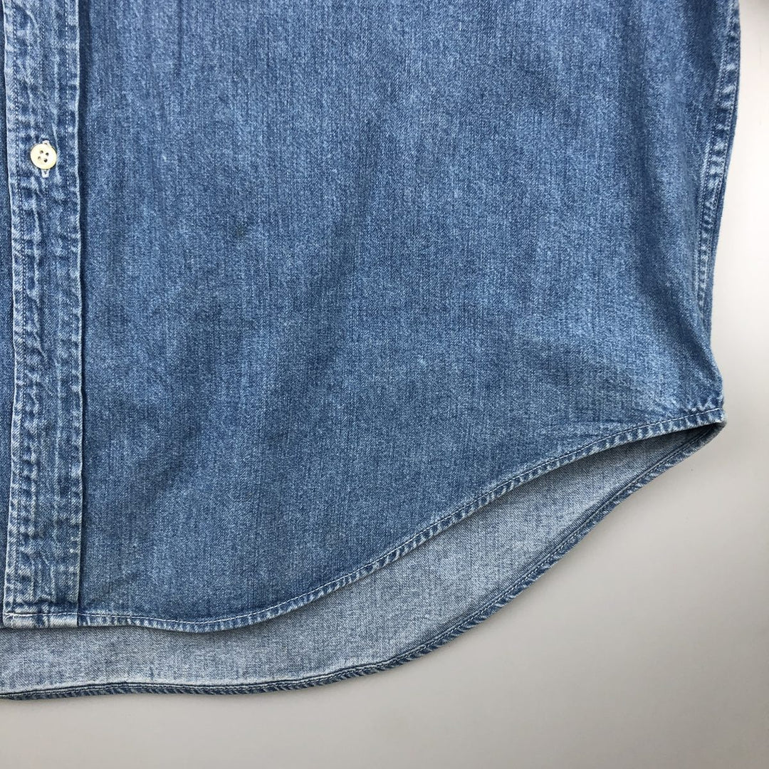 90'S GAP Vintage Long Sleeve Button-Down Denim Shirt, Men's XL cotton blue type Vintage Second Hand