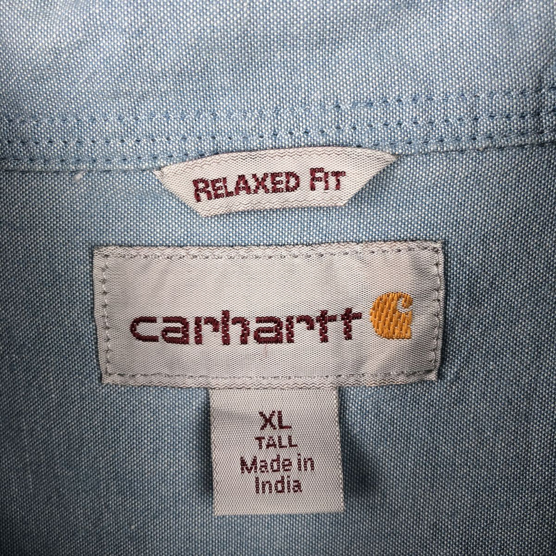 Carhartt Relaxed Fit Long Sleeve Button Down Work Shirt, Men's XL cotton Blue type light blue Vintage Second Hand