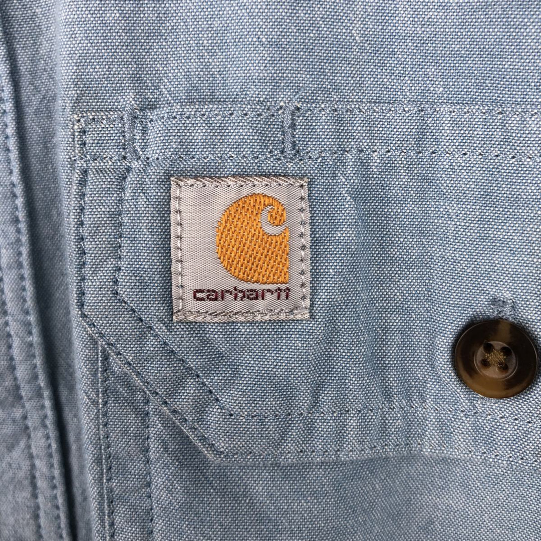 Carhartt Relaxed Fit Long Sleeve Button Down Work Shirt, Men's XL cotton Blue type light blue Vintage Second Hand