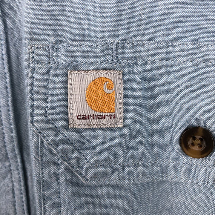Carhartt Relaxed Fit Long Sleeve Button Down Work Shirt, Men's XL cotton Blue type light blue Vintage Second Hand