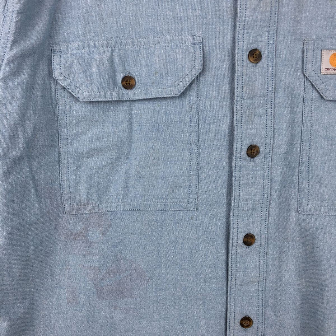 Carhartt Relaxed Fit Long Sleeve Button Down Work Shirt, Men's XL cotton Blue type light blue Vintage Second Hand