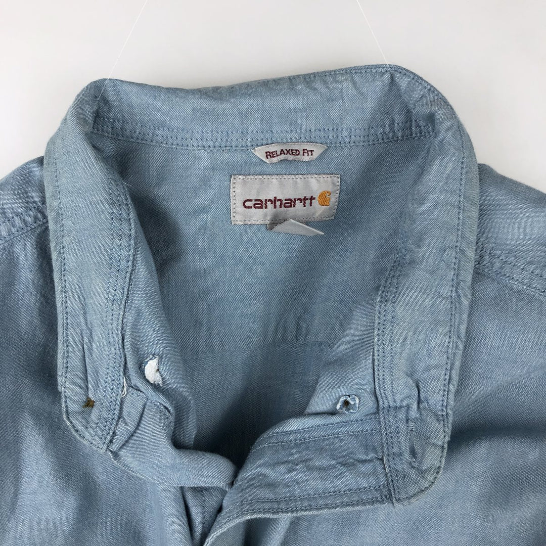 Carhartt Relaxed Fit Long Sleeve Button Down Work Shirt, Men's XL cotton Blue type light blue Vintage Second Hand