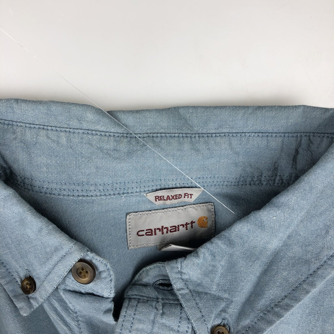 Carhartt Relaxed Fit Long Sleeve Button Down Work Shirt, Men's XL cotton Blue type light blue Vintage Second Hand