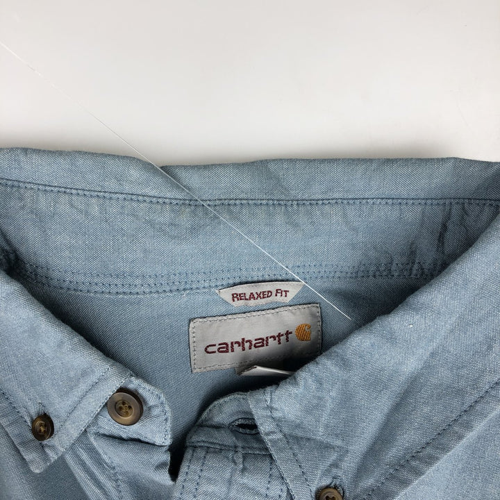 Carhartt Relaxed Fit Long Sleeve Button Down Work Shirt, Men's XL cotton Blue type light blue Vintage Second Hand