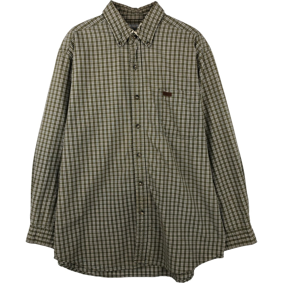 Carhartt Check Pattern Long Sleeve Button-Down Work Shirt, Men's XL cotton green type yellow green Vintage Second Hand
