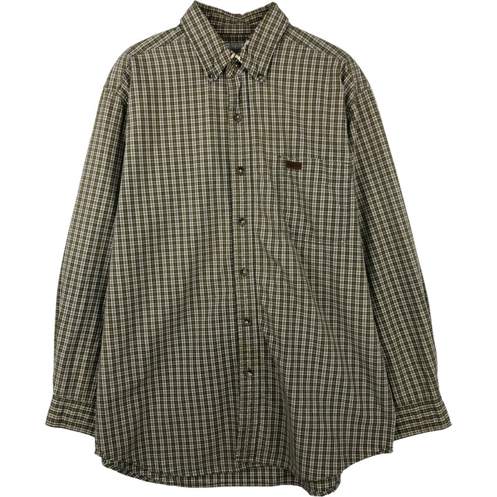 Carhartt Check Pattern Long Sleeve Button-Down Work Shirt, Men's XL cotton green type yellow green Vintage Second Hand