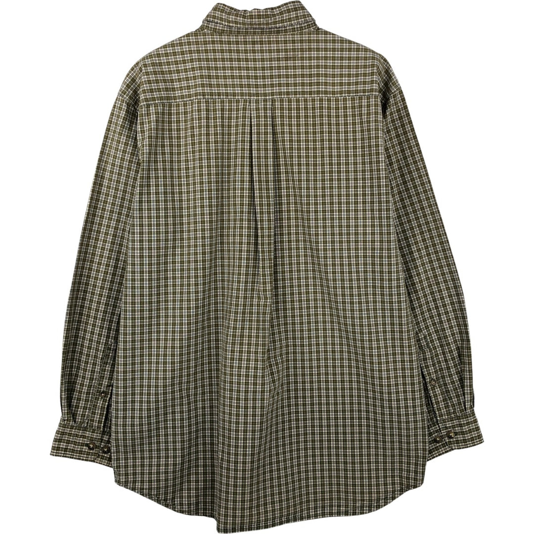 Carhartt Check Pattern Long Sleeve Button-Down Work Shirt, Men's XL cotton green type yellow green Vintage Second Hand