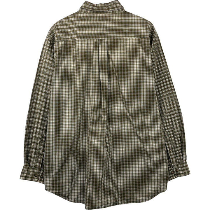 Carhartt Check Pattern Long Sleeve Button-Down Work Shirt, Men's XL cotton green type yellow green Vintage Second Hand