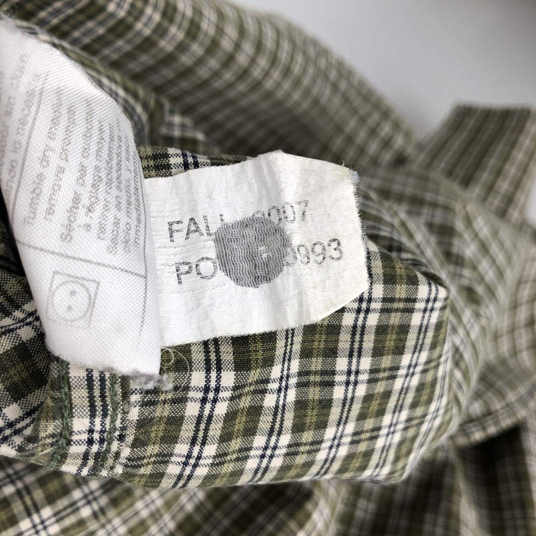 Carhartt Check Pattern Long Sleeve Button-Down Work Shirt, Men's XL cotton green type yellow green Vintage Second Hand