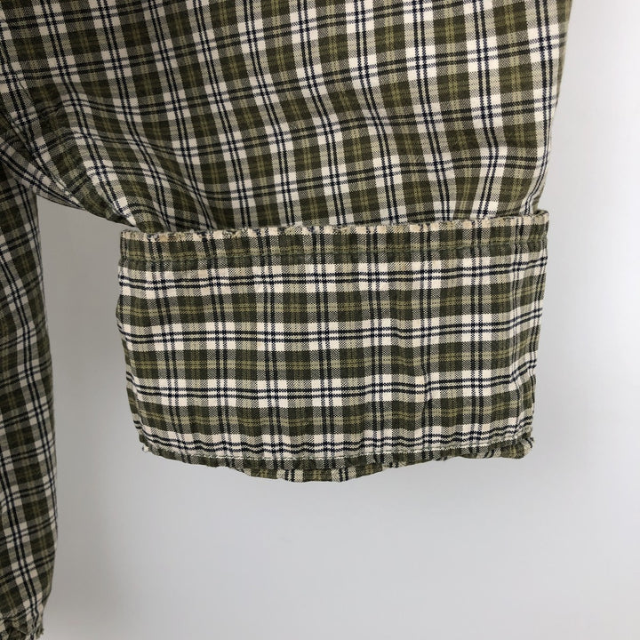 Carhartt Check Pattern Long Sleeve Button-Down Work Shirt, Men's XL cotton green type yellow green Vintage Second Hand