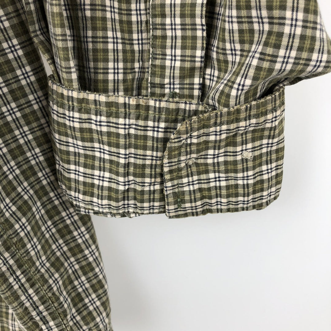 Carhartt Check Pattern Long Sleeve Button-Down Work Shirt, Men's XL cotton green type yellow green Vintage Second Hand