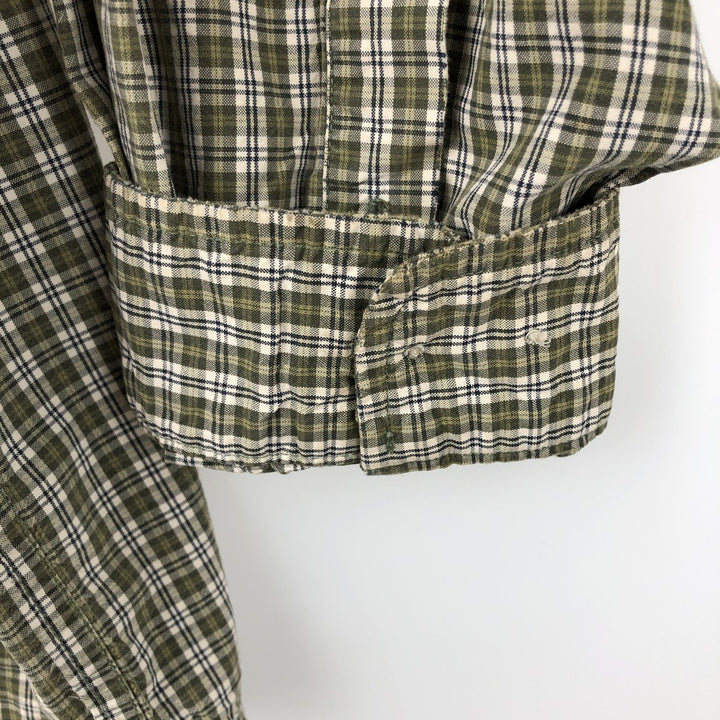 Carhartt Check Pattern Long Sleeve Button-Down Work Shirt, Men's XL cotton green type yellow green Vintage Second Hand