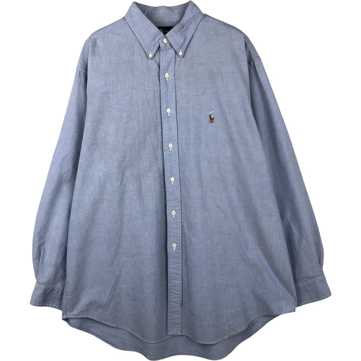 Ralph Lauren YARMOUTH long sleeve button down shirt, men's XL size cotton Blue type light blue Vintage Second Hand