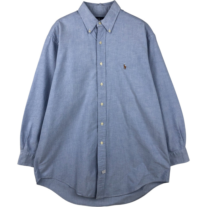 Ralph Lauren YARMOUTH long sleeve button down shirt, men's size L cotton Blue type light blue Vintage Second Hand